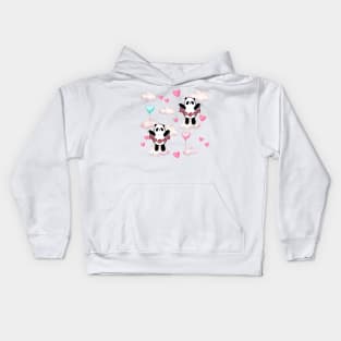 Panda Hearts in A Cloudy Sky Pattern | Cute Gift for Panda Lovers Kids Hoodie